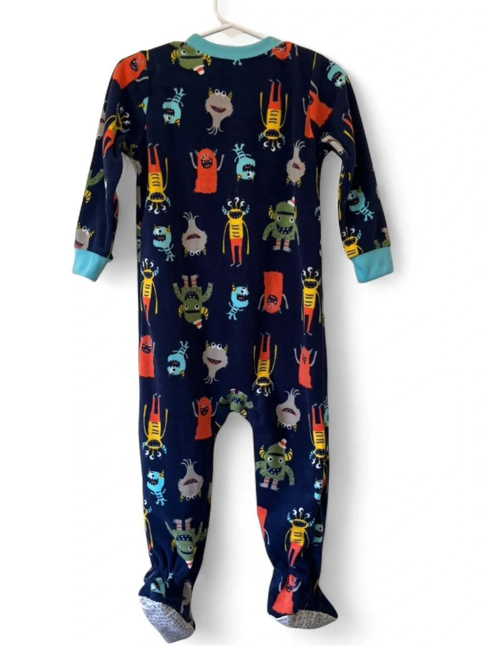Toddler Boy 2T One Piece Fleece Footie pajamas Monster Graphic Full Zip Non-Slip
